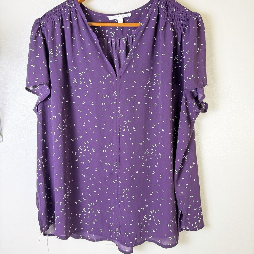 Stitch Fix Fun2Fun Top Womens 2X Dark Purple Speckled Flutter Sleeve Shirt